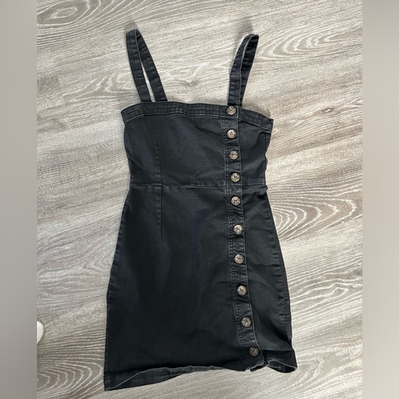 Black Denim Mini Dress - Picture 1 of 4